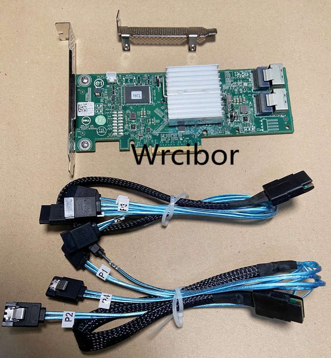 Б/у оригинальный контроллер Dell Perc H310 SATA / SAS HBA RAID 6 Гбит/с PCIe x8 LSI 9240-8i M1015 + SFF-8087 to (4)