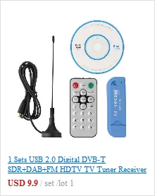 1 комплект USB 2,0 цифровой DVB-T SDR+ DAB+ FM HD ТВ тюнер приемник палка RTL2832U+ R820T2 антенна с пультом дистанционного управления