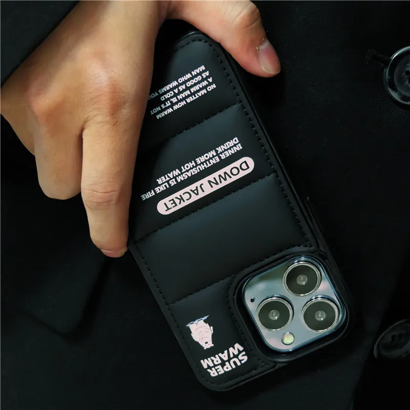 Пуховик супер теплый сохраняющий счастливый телефонный чехол для iPhone 11 12 13 Pro X XS XR