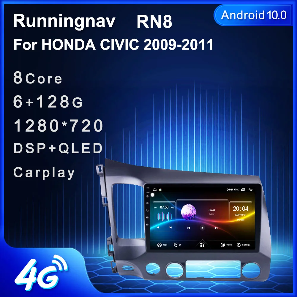 Автомагнитола с DVD плеером и GPS навигацией Android 10 1 Fit HONDA CIVIC 2008 2009 2010