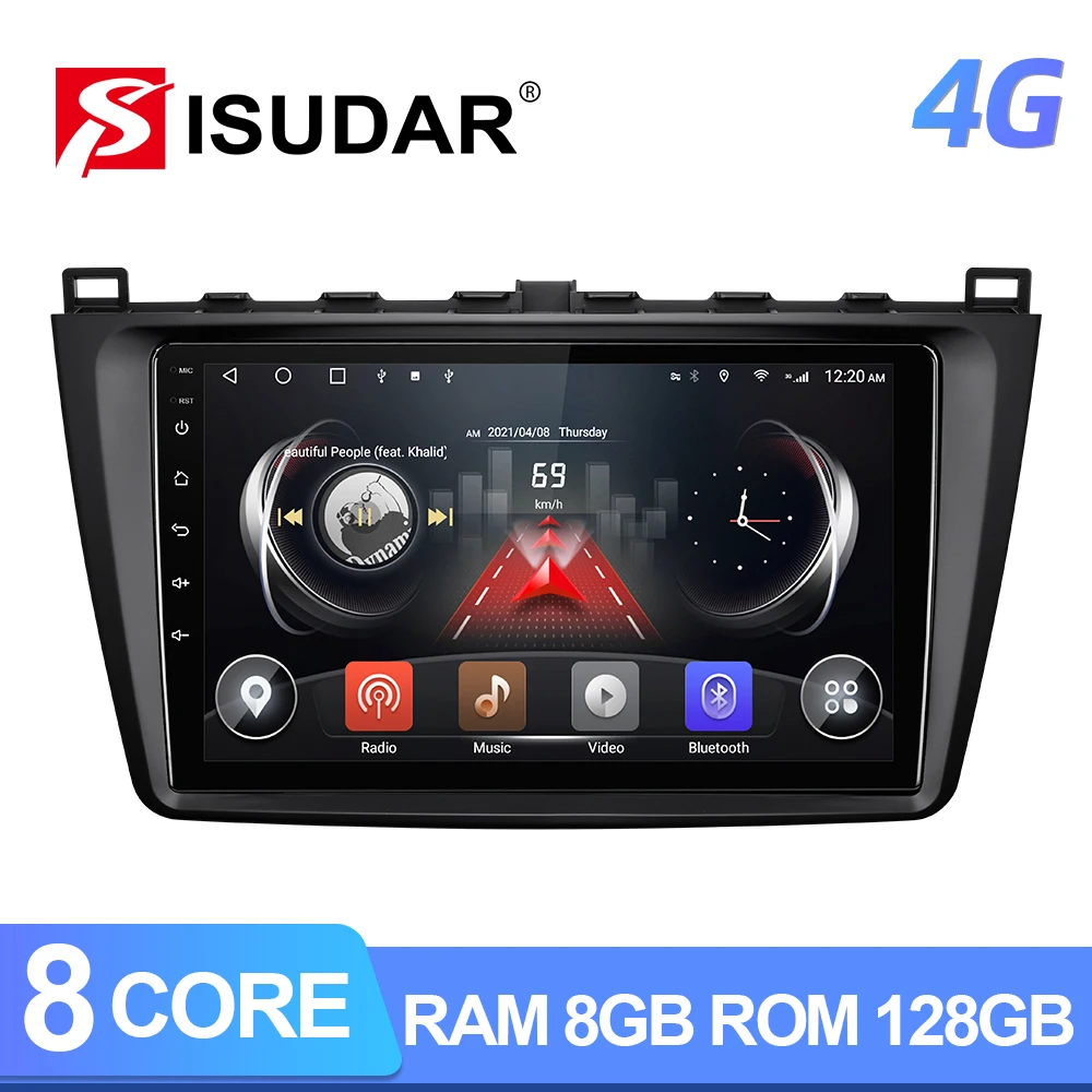 Автомобильный радиоприемник ISUDAR T72 QLED Android 10 для Mazda 6 2 3 GH 2007-2012 GPS-навигация