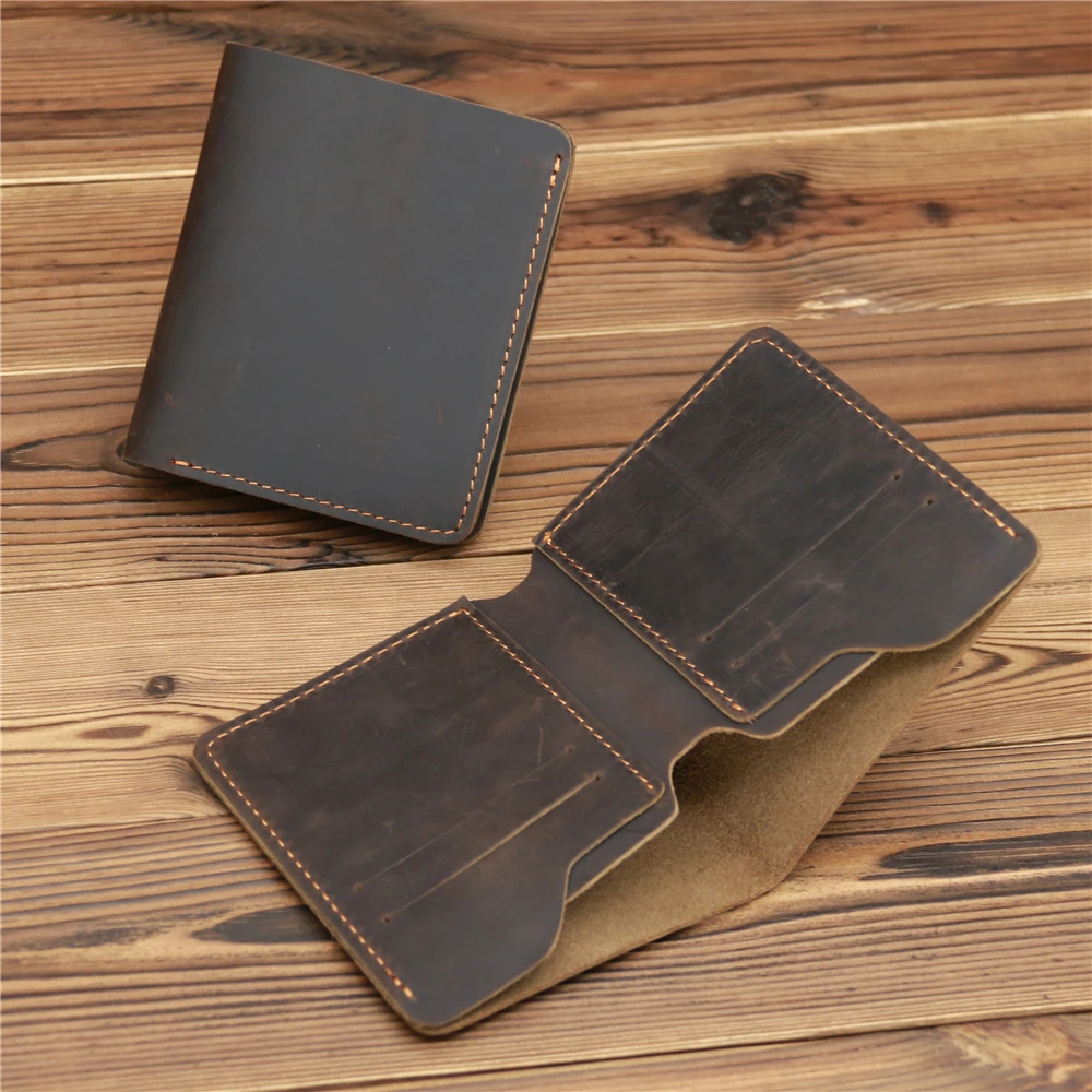 

1056 Cow Leather Men Wallets with Coin Pocket Vintage Male Purse Function Brown Genuine Leather Men Wallet with Card Holders