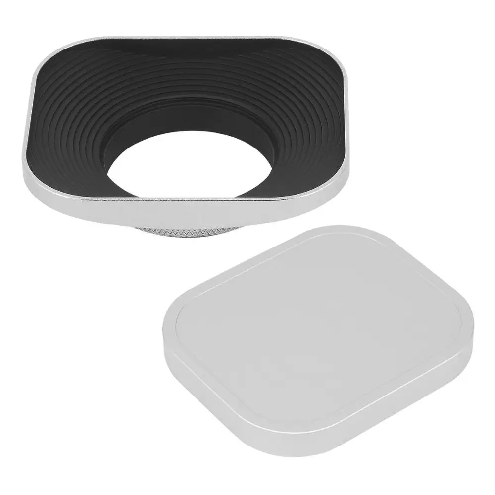 Haoge LH-W39T дюйма, 39 мм, квадратная металлическая вкручиваемая бленда для объектива Fujifilm Fujinon 60 мм f/2,4 R, Fuji 27 мм f/2,8, серебристая