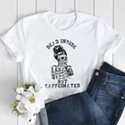 Футболка с надписью Dead Inside But Caffeinated, Женская кофейная футболка со скелетом, топ, забавная женская футболка