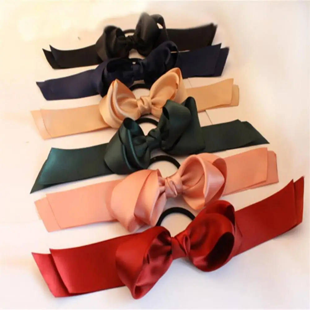 

Hot Sales!!!Hair Tie Double Layers Bow Fabric Women Braided Hair Band for Dating