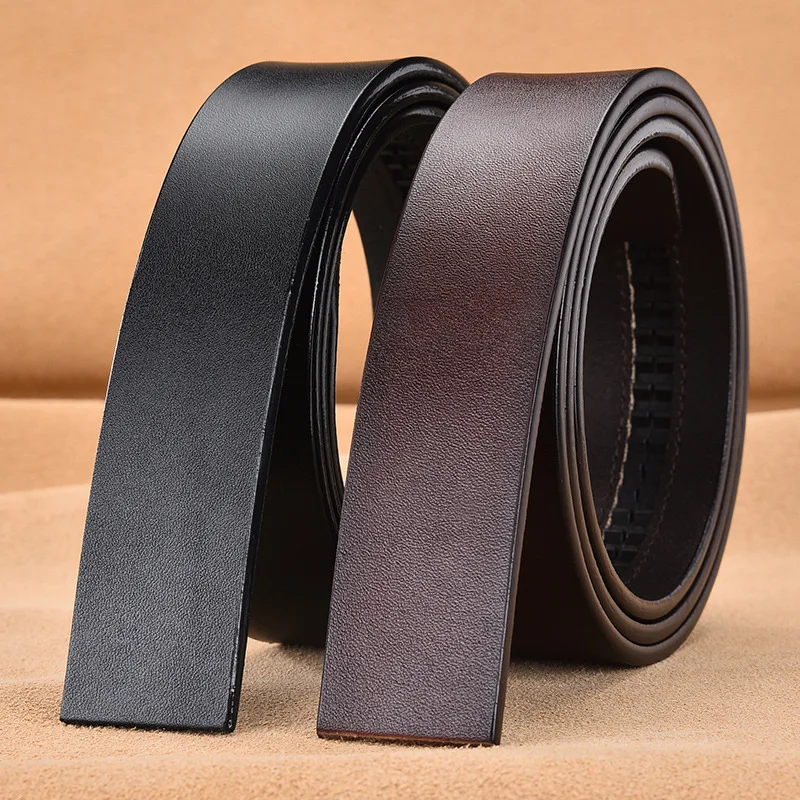 High Quality Cowhide Leather Belt Men's Automatic Buckle Belt Without Buckle Fashion Genuine Leather Belt for Men No Buckle3.5cm
