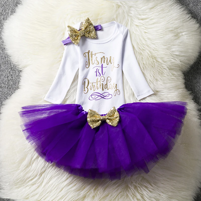 First Year Baby Dress Sets Newborn Girl Birthday Cake Smash Outfit Toddler Little Infant Party Wear Kids Clothes | Детская одежда и