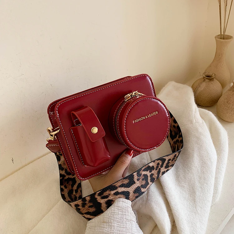 Модная женская сумка через плечо с леопардовым принтом для камеры женские