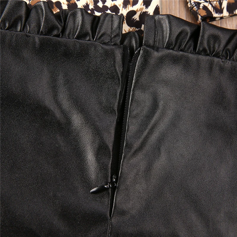 2020 комплект одежды для маленьких девочек Топ с длинным рукавом и леопардовым