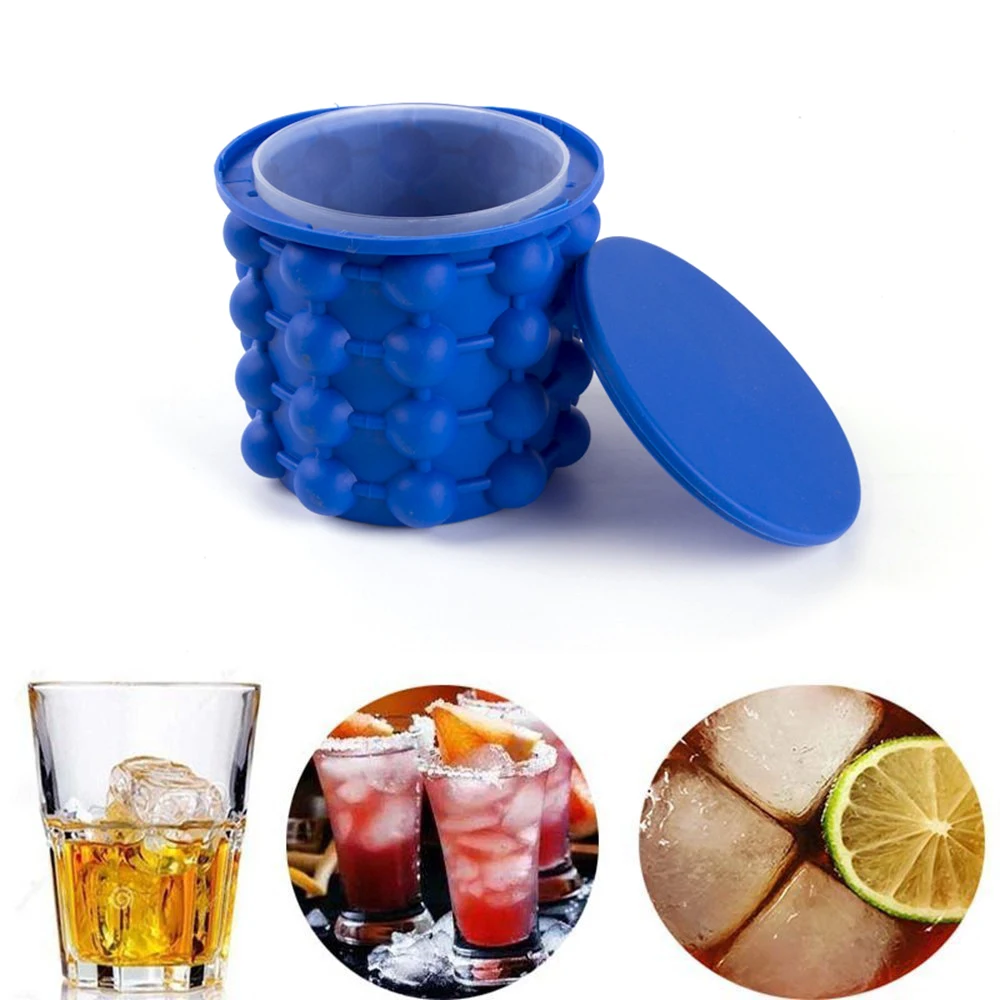 

Silicone Ice Cube Maker Portable Bucket Wine Ice Cooler Beer Cabinet Space Saving Kitchen Tools Drinking Whiskey Freeze