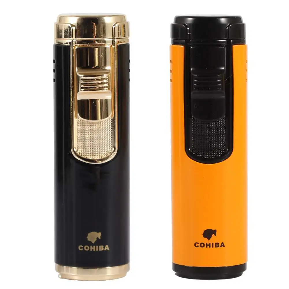Инструмент для сигар COHIBA Металлическая лампа-зажигалка ветрозащитная 4 пламени