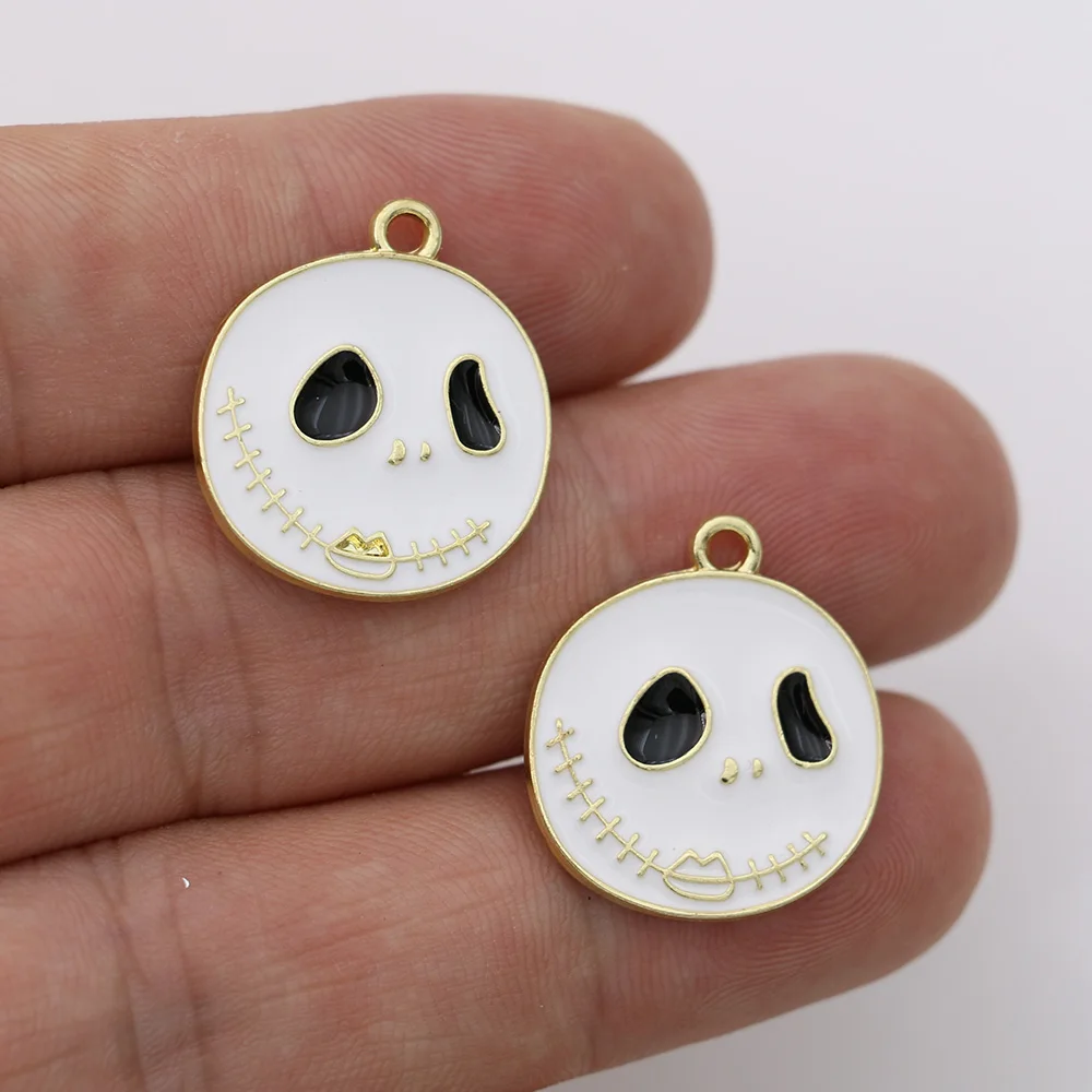 

5Pcs Enamel Gold Plated Face Charm Pendant for Jewelry Making Necklace Bracelet Earrings DIY Accessories Craft 17MM