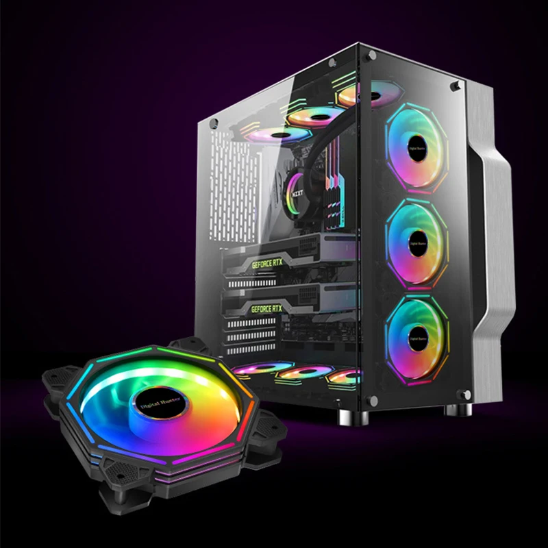 F8 120 мм PC чехол Вентилятор охлаждения тихий 6pin ШИМ RGB светодиодный регулируемая