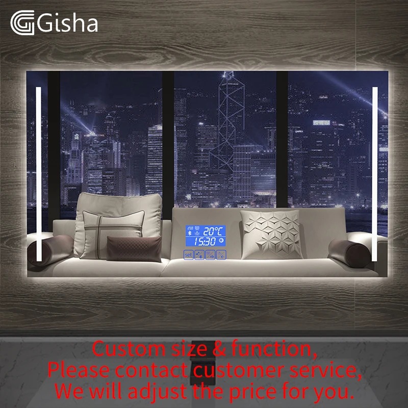 G8205 Custom Made Gisha, умное зеркало, светодиодный, зеркало для ванной комнаты, настенное, зеркало для ванной комнаты, туалетное, противотуманное зеркало с сенсорным экраном, Bluetooth G8205 - Цвет: G8205 Custom Made