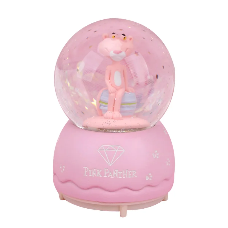 Креативный розовый Леопардовый Снежный шар хрустальный вращающаяся музыкальная