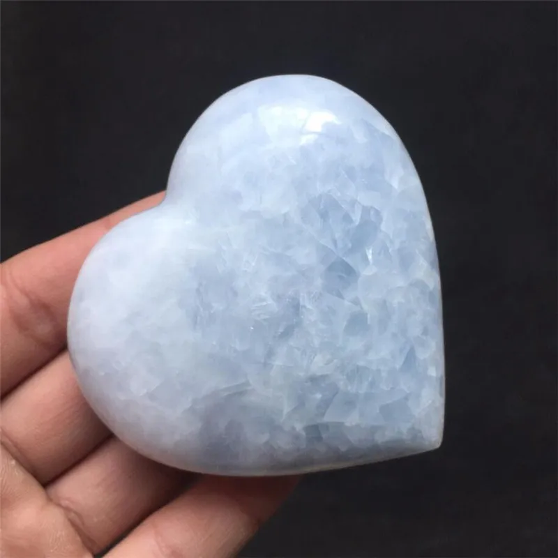 

180g Natural Polished Blue Celestite Heart Crystal Love Fossil Specimen