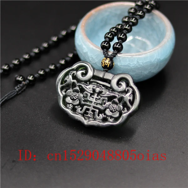 Натуральный черный зеленый китайский нефритовый летучая мышь ожерелье из бисера