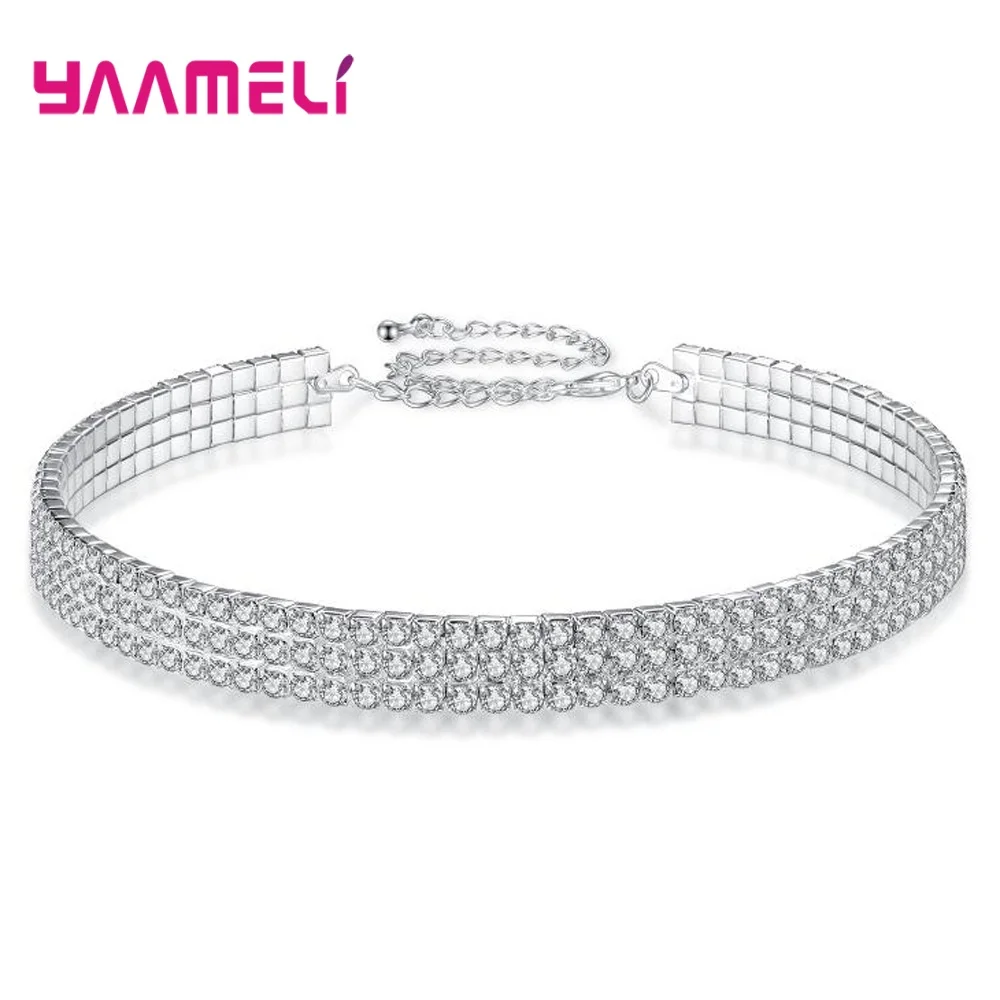 Женский Хрустальный ошейник чокер ожерелье из стерлингового серебра 925 пробы