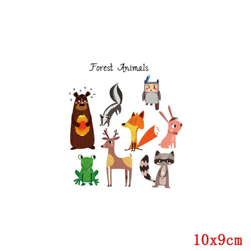 Prajna Переводные виниловые термонаклейки с изображением лесных животных утюгом