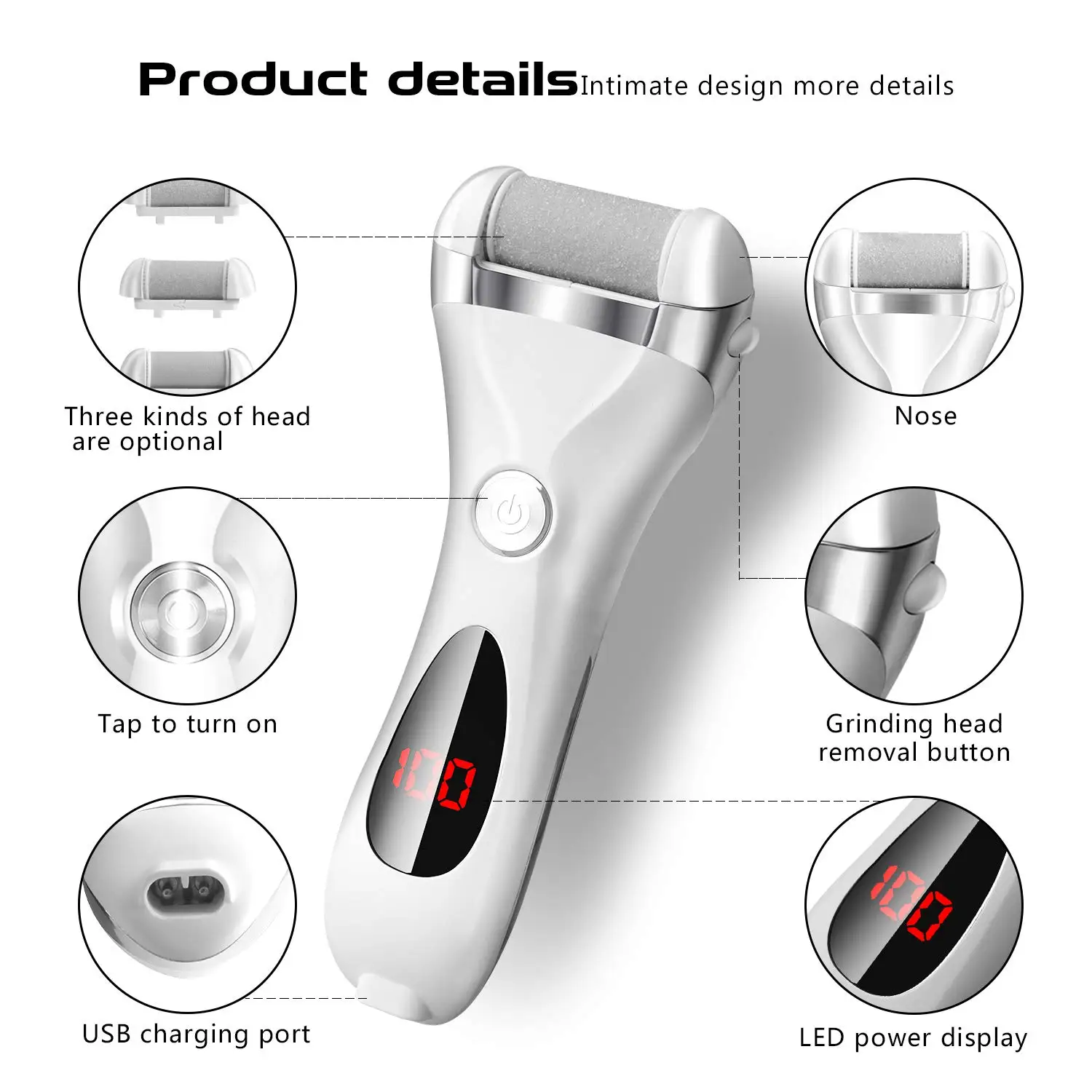 

New Electric Foot Files Grinder Multifunction Electric Remove Calluses Hardness Dead Skin Heels Grinding Pedicure Foot Grinder