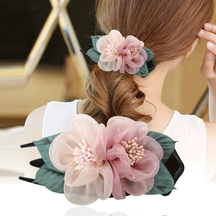 

New Flower Duckbill Clip Elegant Lady Hair Claws Hairpin Women Girl Headwear Barrettes Hairgrip Hair Accessories Fashion