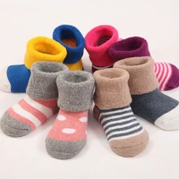 4pairs warm winter baby socks cute soft autumn newborn baby girls socks stripes dots infant baby boy shoe socks children set