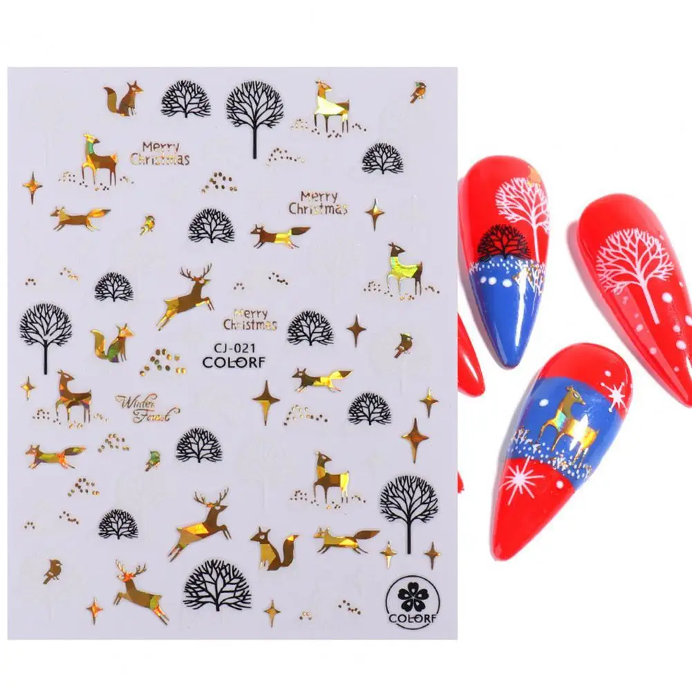 

3Pcs/Set Exquisite Smooth Easily Stick Adhesive Christmas Nails Transfer Foils Sliders for Girl Nail Decals Nail Sticker