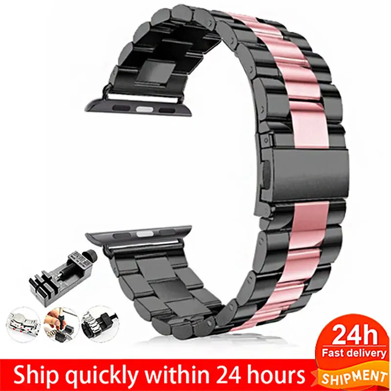 

CHYCET 2021 Watch Steel Strap For Apple Watch Band 44MM 38MM IWO Steel Belt Smart Watches Bracelet Watch Band For HW22 T500 W26