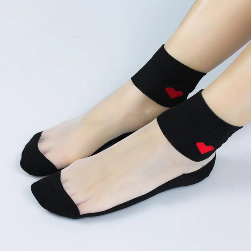 

Womens Ankle Socks Ultrathin Transparent Beautiful Crystal Lace Socks