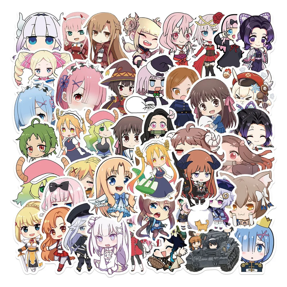 

10/30/50PCS Q Version Two Dimensional Female Owner Personality Graffiti Waterproof Sticker Notebook Refrigerator HelmetWholesale