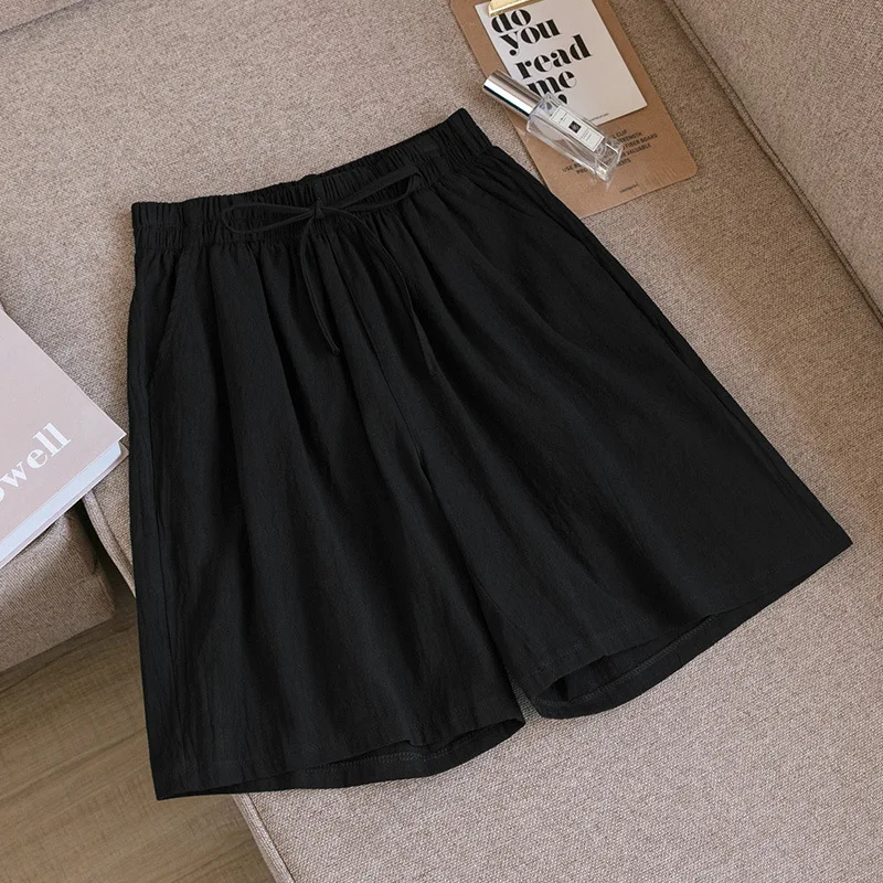

Women shorts 2021 Summer Casual Solid Cotton Linen shorts high waist loose shorts for girls Soft Cool female shorts M-3XL