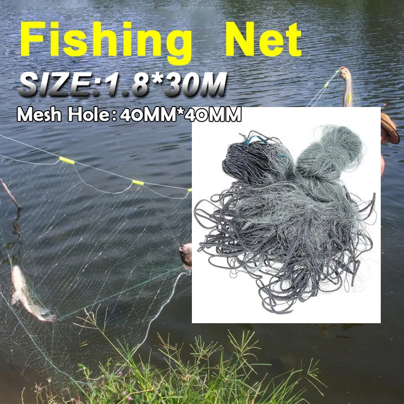 

Finefish Single Layer Monofilament Finland Net for Fishing Gillnet 1.8*30M Catch Fishing Network Cast Net