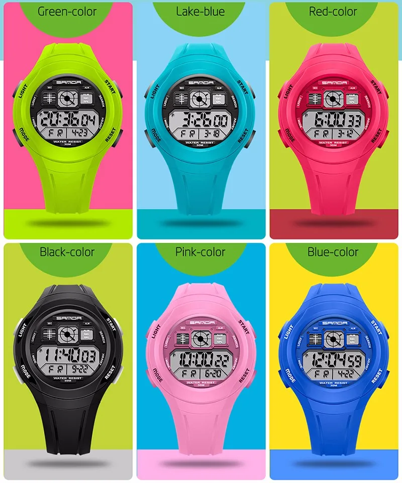 

SANDA Brand Children Watches LED Digital Multifunctional Waterproof Wristwatches Outdoor Sports Watches for Kids Boy Girls #331