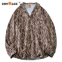 covrlge zebra pattern thin coat autumn long sleeved leopard print hong kong style flower shirt male phuket loose shirt mcl336