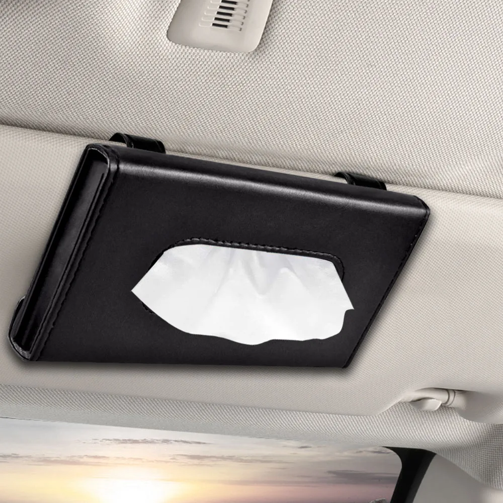 

Sun Visor Tissue Box Lightweight Hanging Auto Lnterior Tissues Cover Comfortable Leather Tissue Storage Boxes Holder