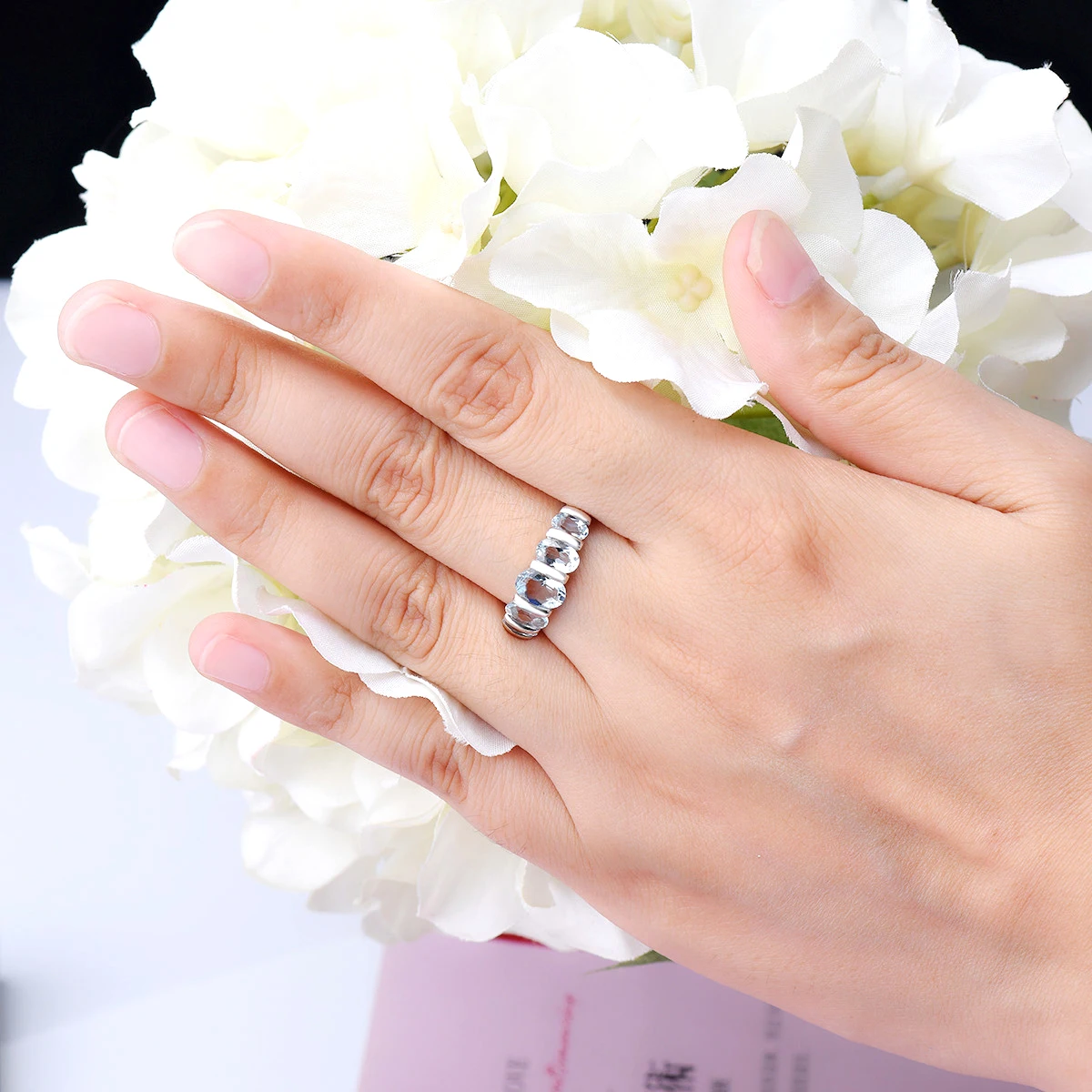 Hutang серебряное кольцо 925 ювелирные изделия, драгоценный камень 1.9ct Аквамарин Изысканные кольца с камнями для женщин, обручальное свадебное кольцо