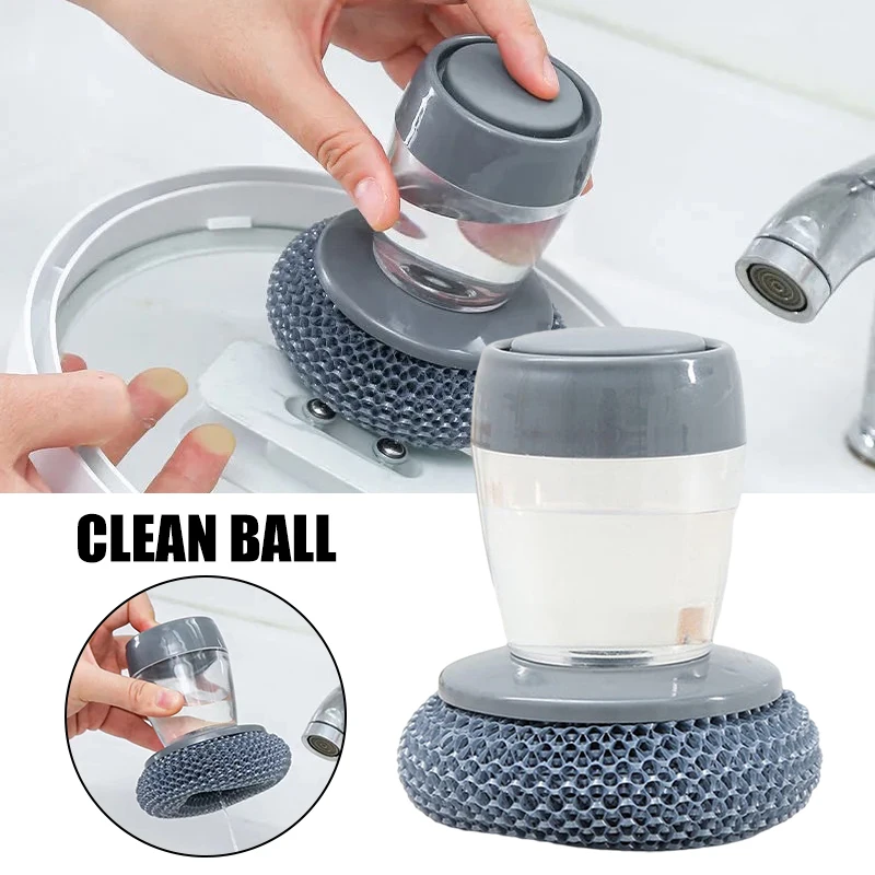 

Hot Multifunctional Pressing Cleaning Brush Built-in Liquid Storage Tank Kitchen Dishwashing Pot Brush ED889