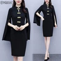 ehqaxin elegant ladies dresses retro button cheongsam fashion split long sleeve romantic dress ethnic style l 5xl