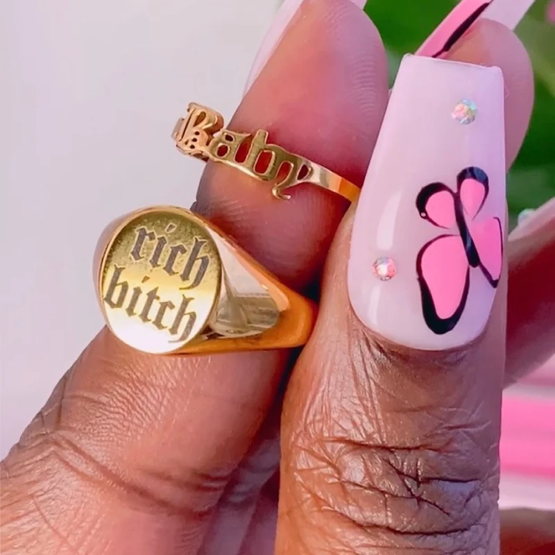 

Кольцо с именем на заказ из нержавеющей стали, регулируемое кольцо на заказ для женщин, свадебные украшения, подарки, бижутерия для женщин