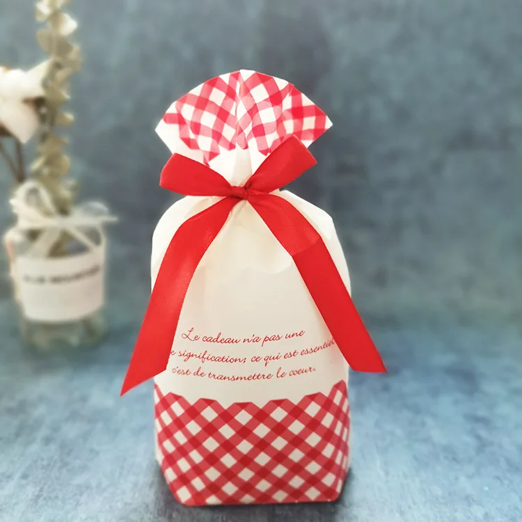 Christmas bag-12 10PCSNew Year Christmas Bag Christmas Gift Bag Candy Cookies Plastic Bag for Packaging Food Gift Drawstring Drawstring Pocket - Color: Christmas bag-12