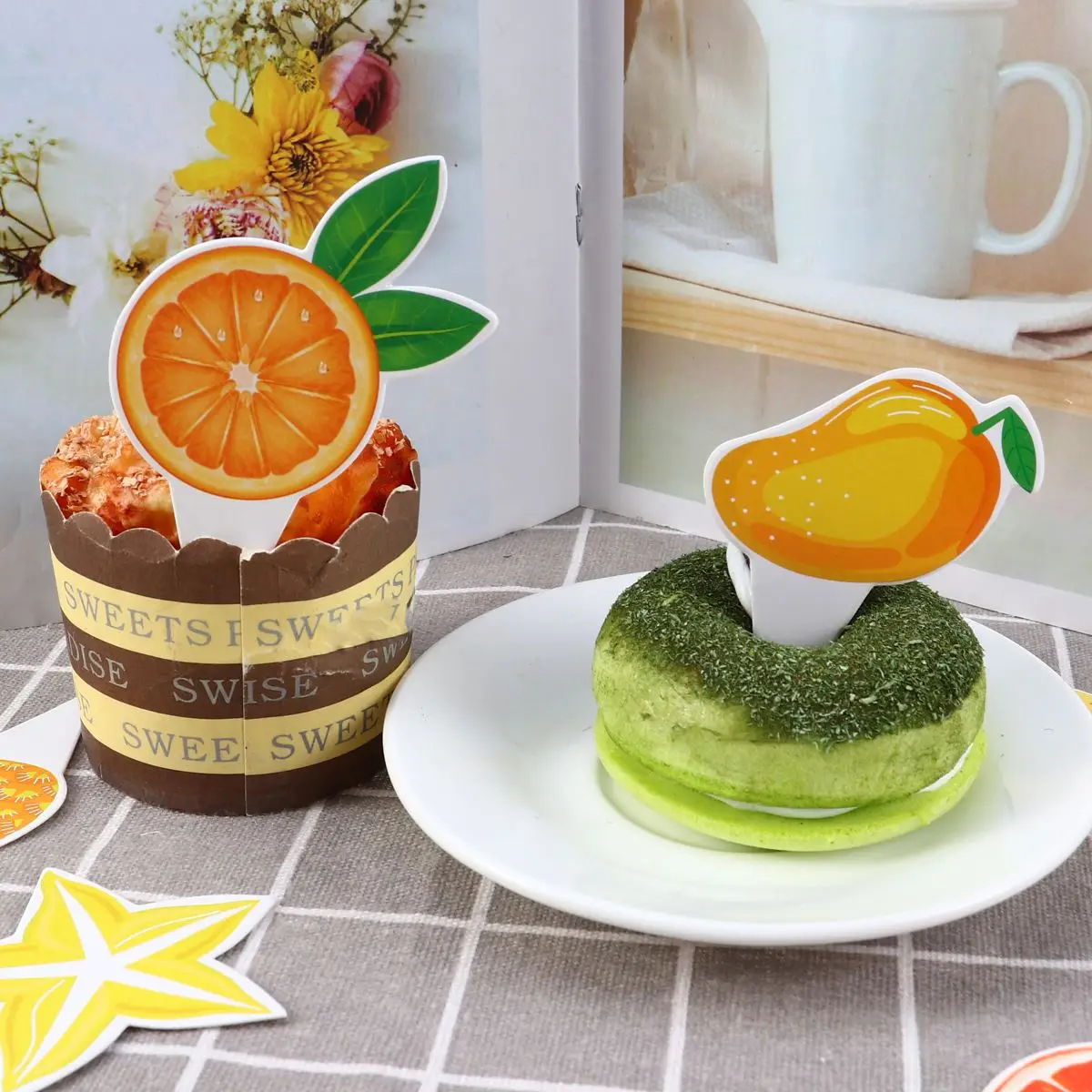 8 шт. карамбола Топпер для торта вставка топперы кексов красочные фрукты Забавный