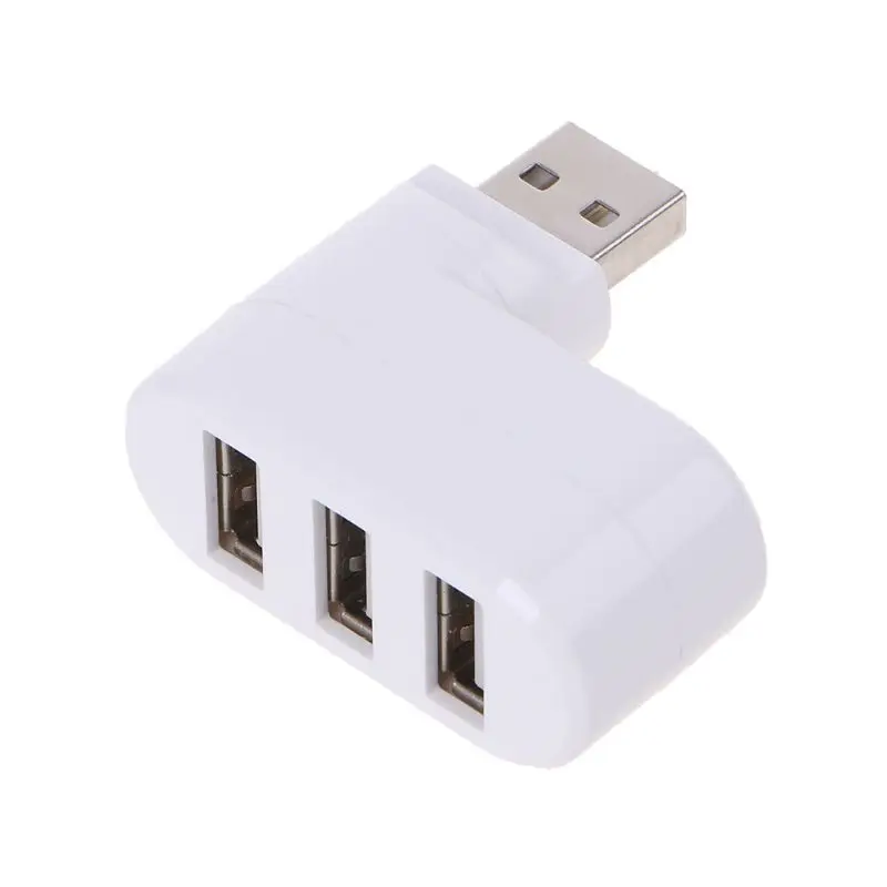 Белый Вращающийся высокоскоростной usb-хаб 2,0 с 3 портами, usb-разветвитель, адаптер для ПК, компьютера, ноутбука, поворачивается на 180 градусов, высокая передача данных - Цвет: Белый
