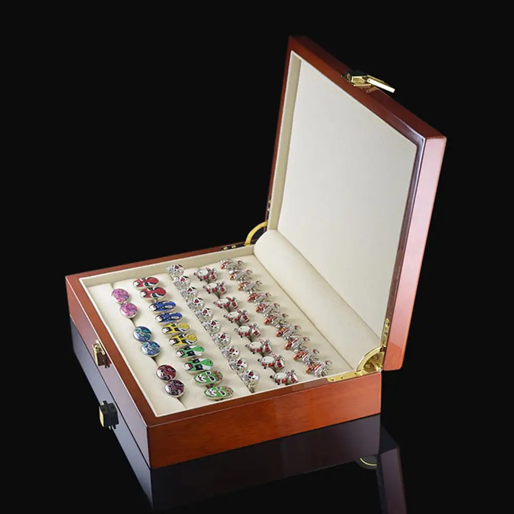 Antique Wooden Ring Button Brooch Brooch Jewelry Box Display Box Storage Box Organizer