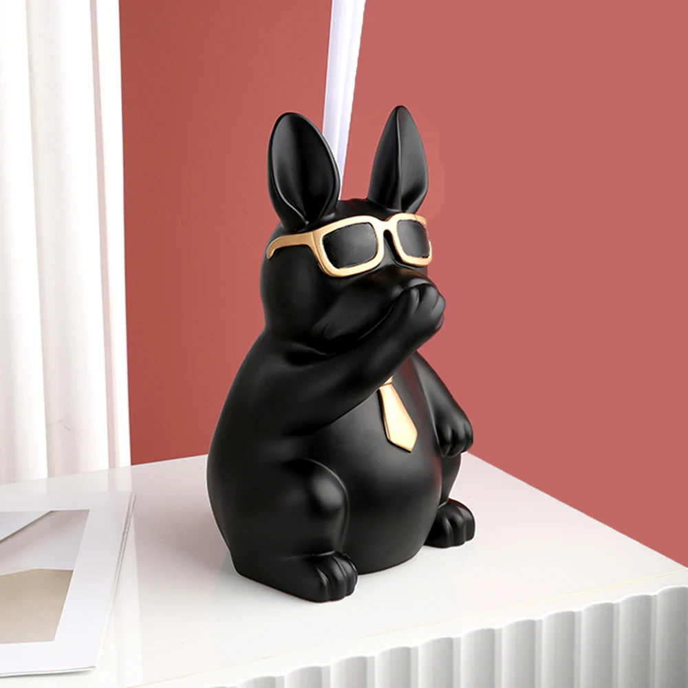 

Cool Dog Resin Figurines Art Sculpture Statue Toilet Cleaning Brush Holder Storage Box Washroom Decoration Restroom Figurine