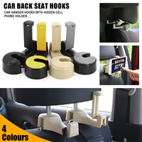 back hook 2 in 1 car headrest hook with phone holder seat back hanger for bag handbag purse grocery cloth fold able clips