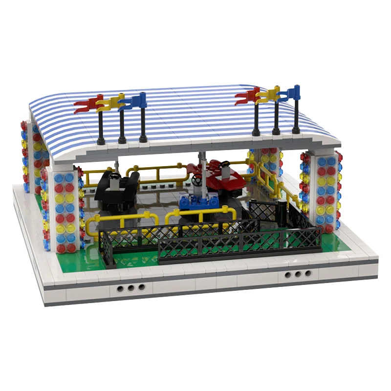 

MOC City Creator Super Bumper Car Amusement Park House Building Blocks Simulate Lights Vehicle Bricks Toys For Children