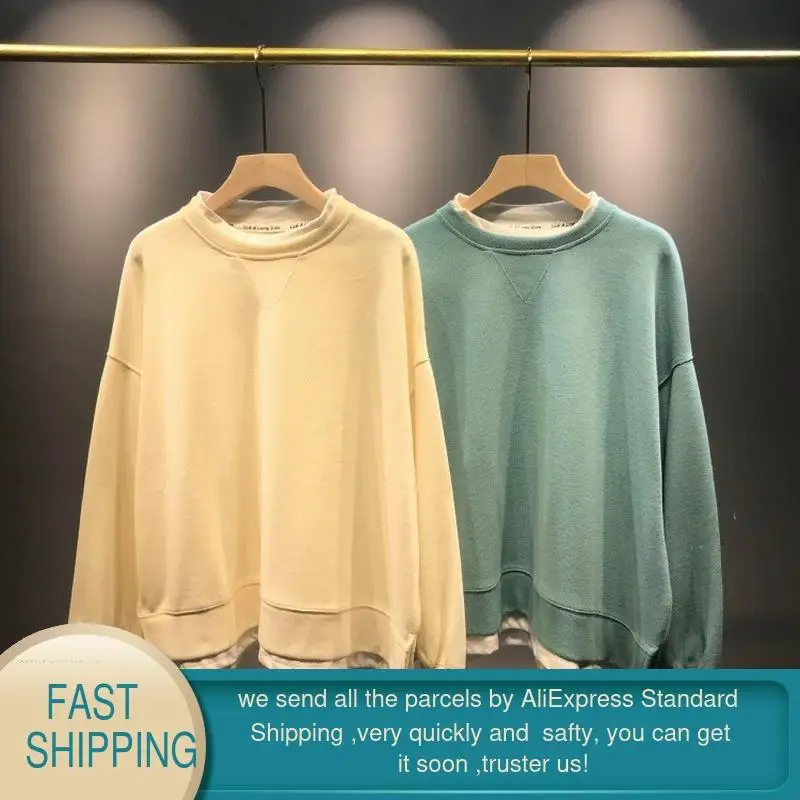 Свитшот женский оверсайз с круглым вырезом пальто свитшот из двух предметов в