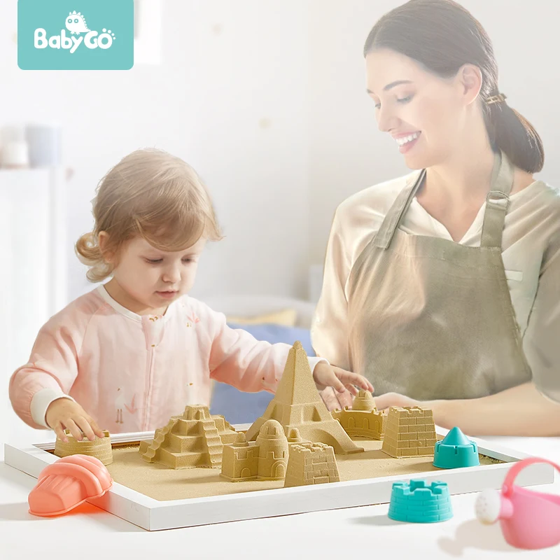 BabyGo 1 кг Крытый игровой песок Дети DIY игрушки натуральный латекс развивающие без пигмента глина волшебный пляж Космический песок для детей