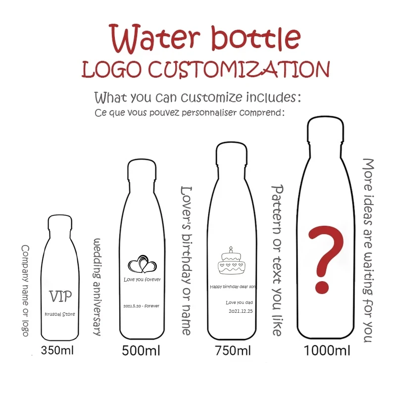 

Logo Custom Double-Wall Vacuum Thermos Bottle Sports Bottle Shaker Cup Outdoor Climbing Water Cup Creative Commemorative Gifts