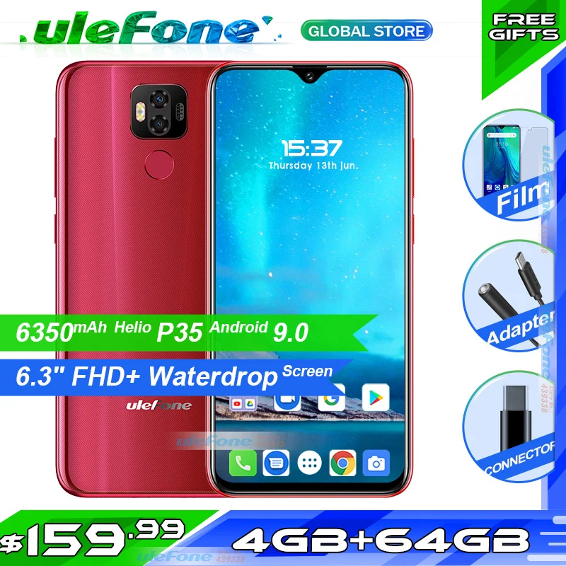 Чехол накладка Ulefone Мощность 6 мобильный телефон Android 9 0 Helio P35 четыре ядра 4 Гб